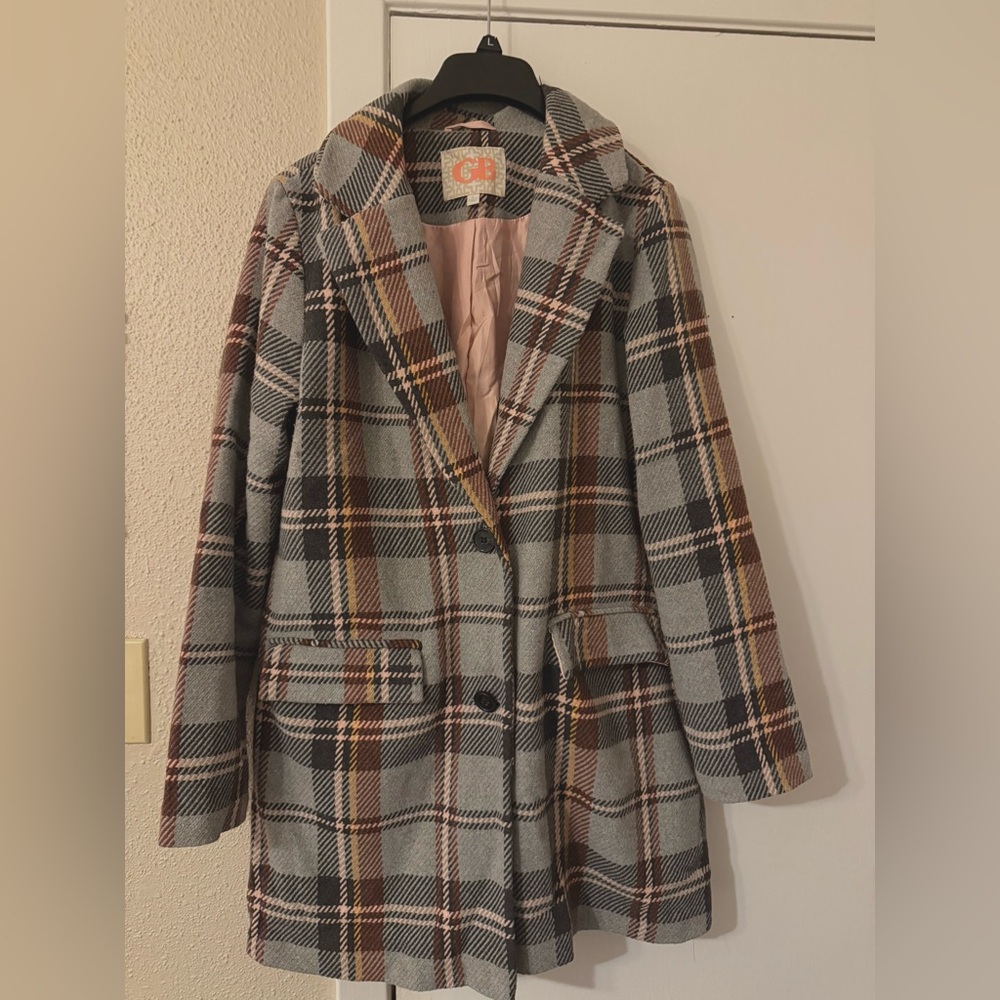 GB Multicolor Plaid Pea Coat